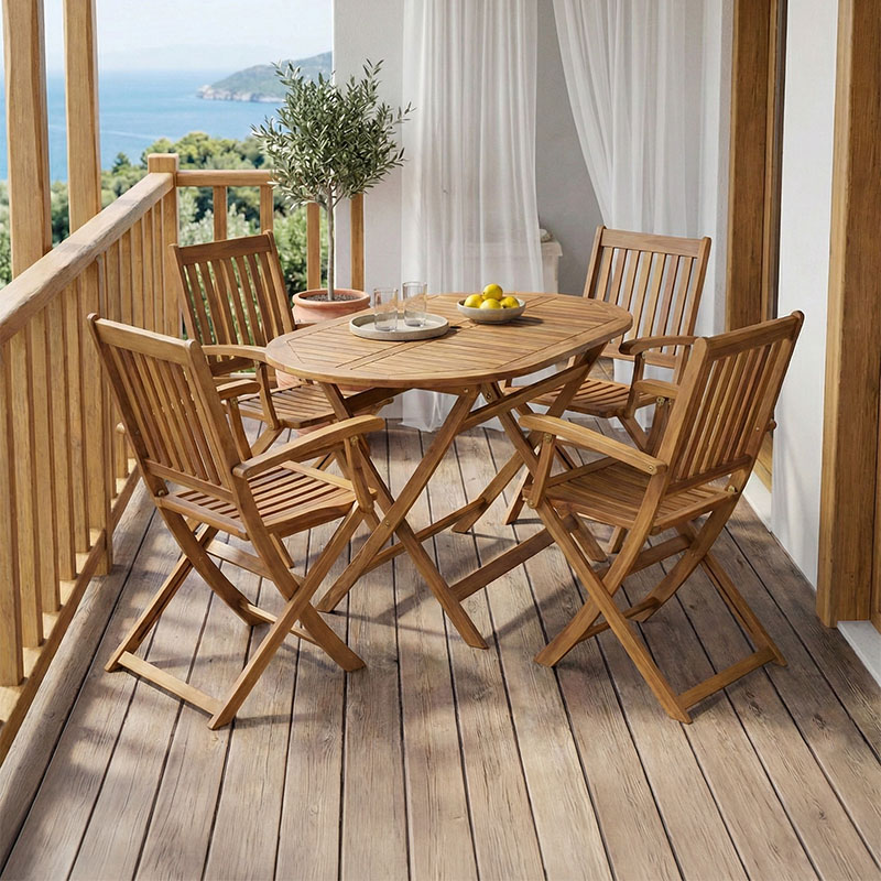 Joter-Falov dining table set of 5 natural solid acacia wood 130x80x72cm