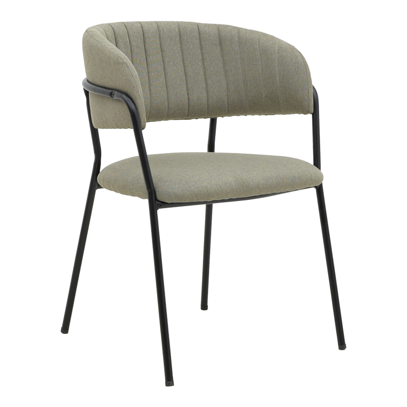 Armchair Morel pakoworld grey fabric-black metal leg 55x55x76cm