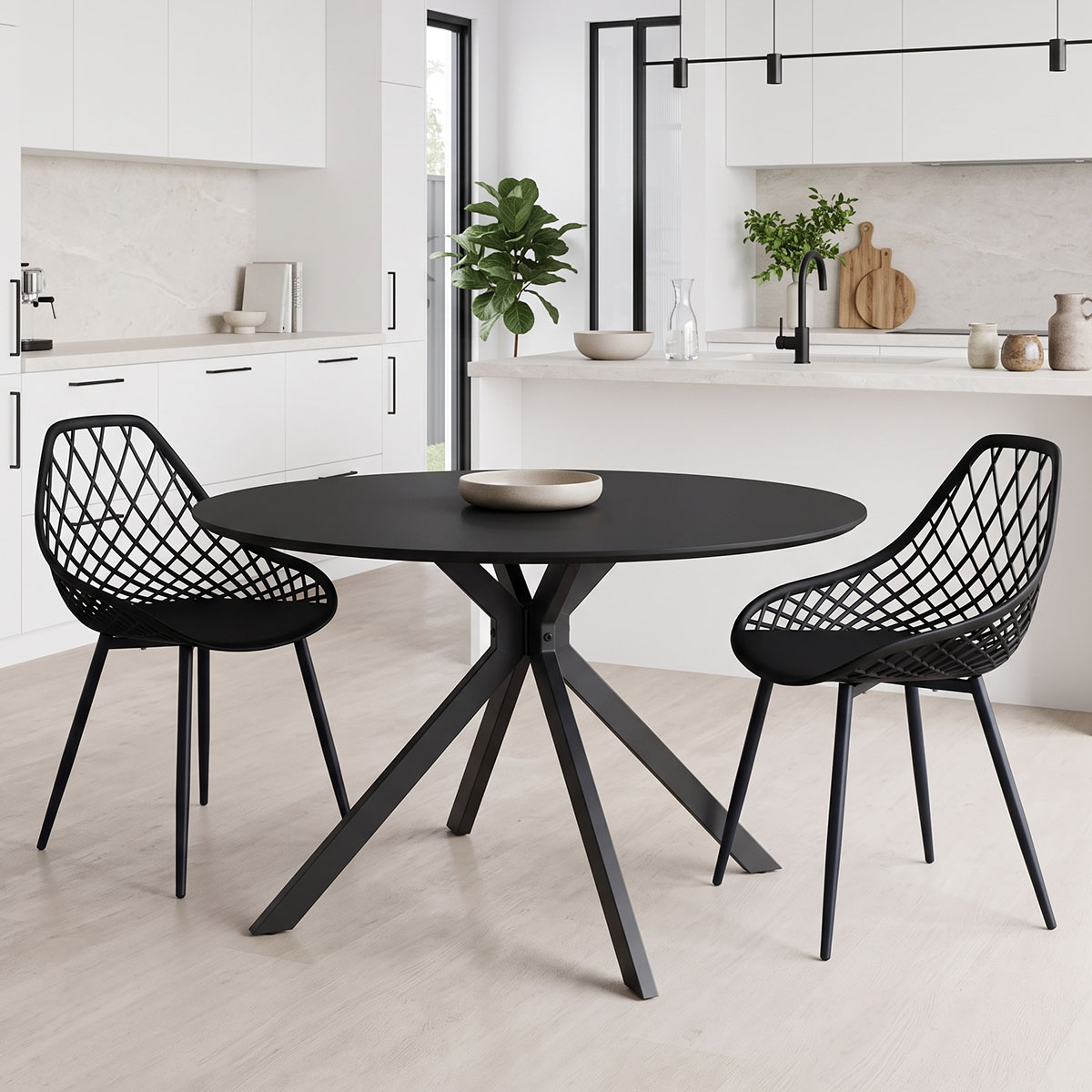 Table Xuson pakoworld black mdf and metal legs D120x75cm