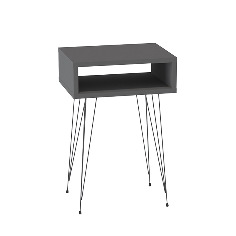 Naida bedside table in anthracite shade - black metal legs 40x30x56cm
