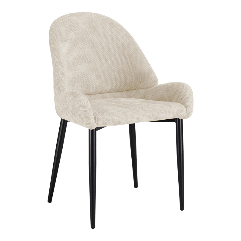 Chair Finda pakoworld white fabric with black metal leg 59x54x86.5cm