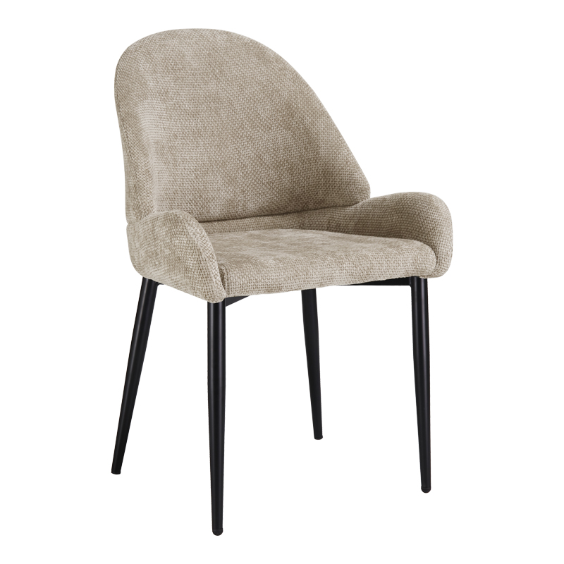 Chair Finda pakoworld beige fabric with black metal leg 59x54x86.5cm