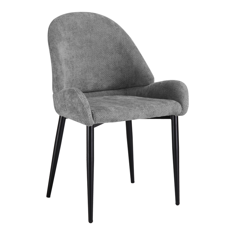 Chair Finda pakoworld grey fabric with black metal leg 59x54x86.5cm