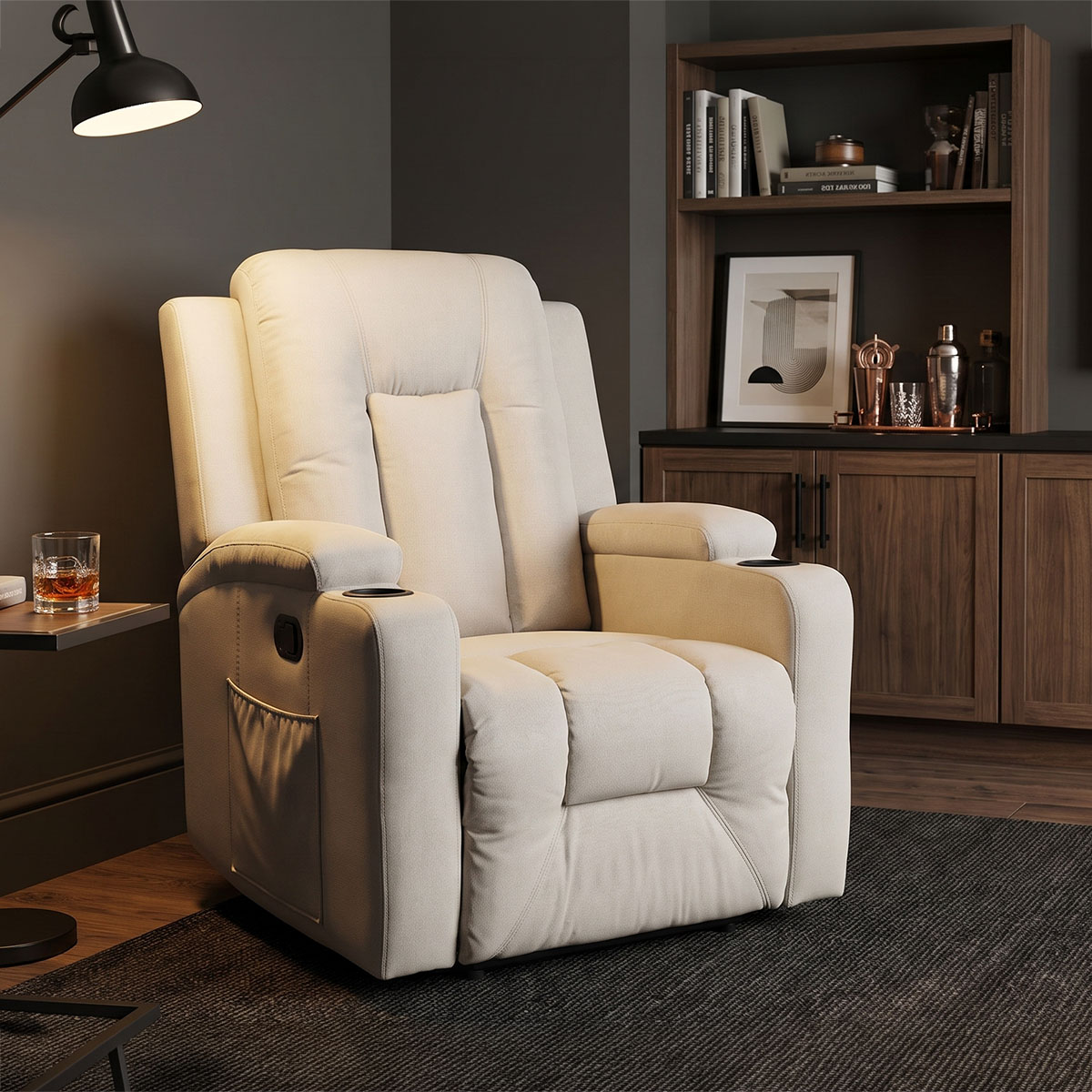 Relax armchair with massage mechanism Gessel pakoworld fabric beige 80x90x98cm