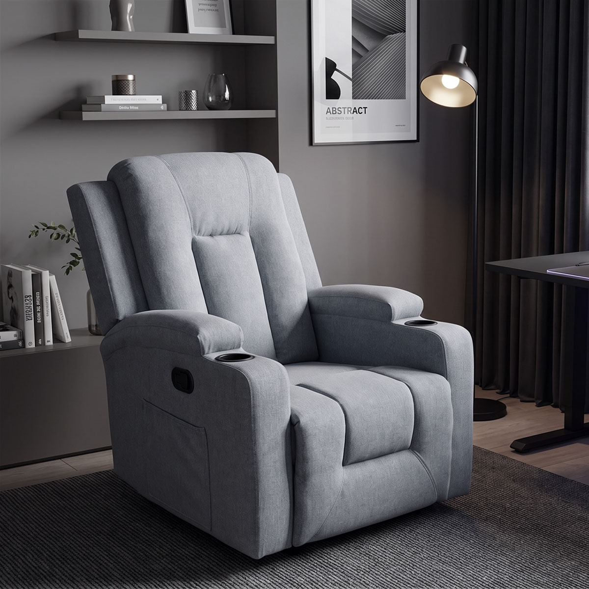Relax armchair with massage mechanism Gessel pakoworld fabric anthracite 80x90x98cm