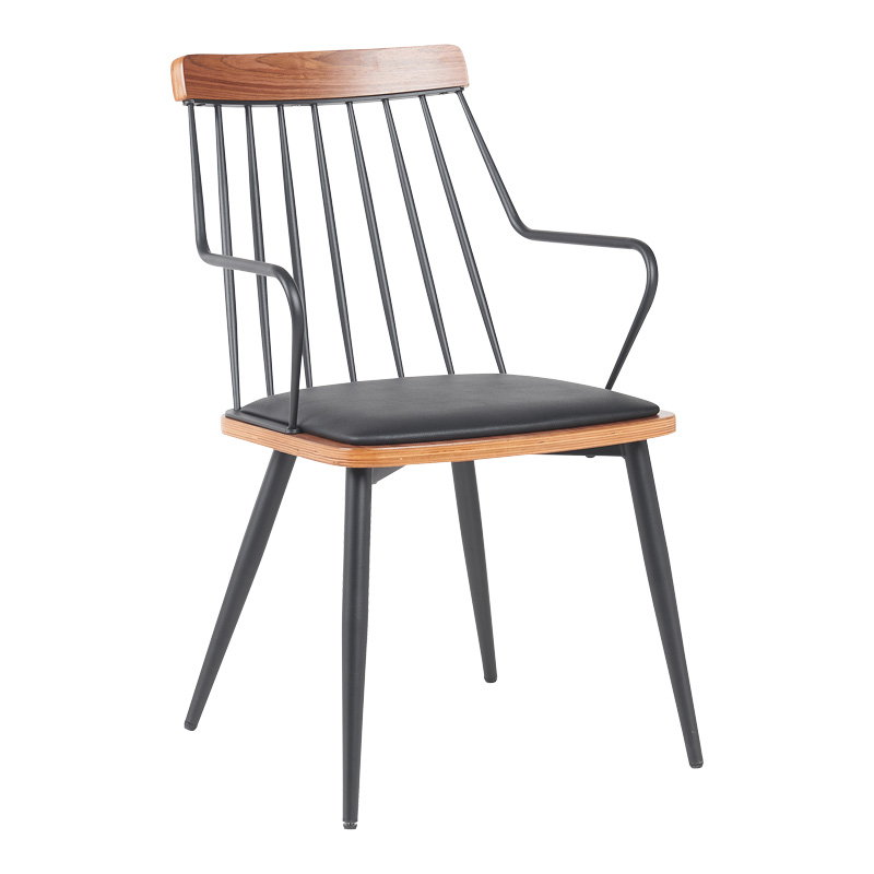 Armchair Posse metal black-walnut wood-black pu 52x59x83cm