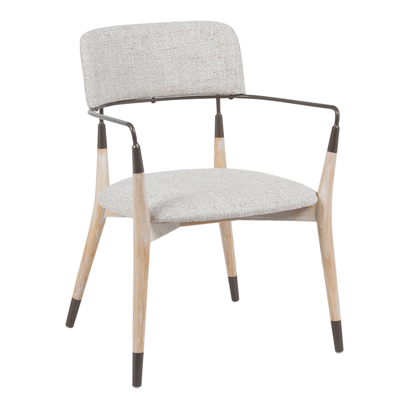 Armchair Sentana metal-wood and beige-brown fabric 56.5x56x79cm