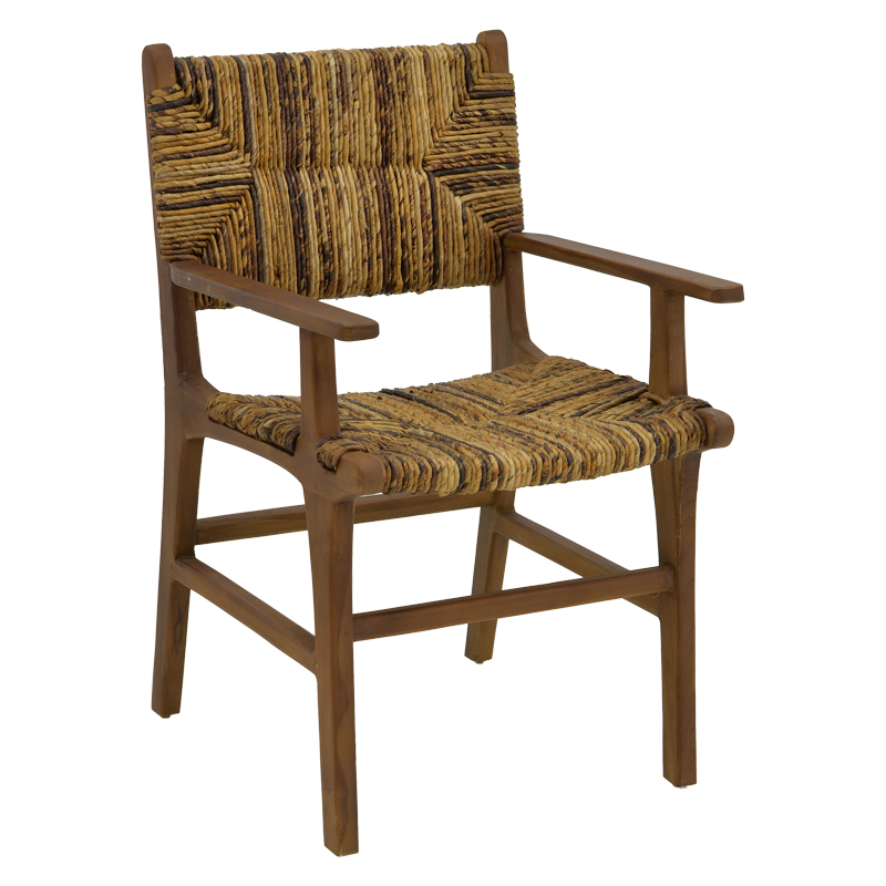 Armchair Refane natural teak wood-straw 55x60x85cm