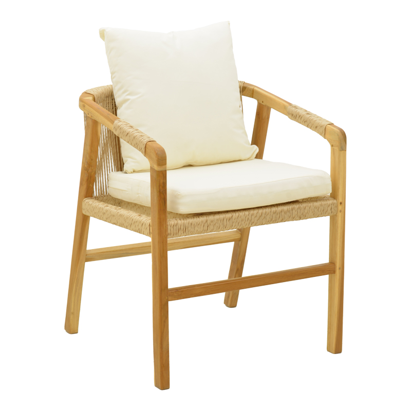 Armchair Cuerda teak wood frame with pe rope in natural shade 55x60x80cm