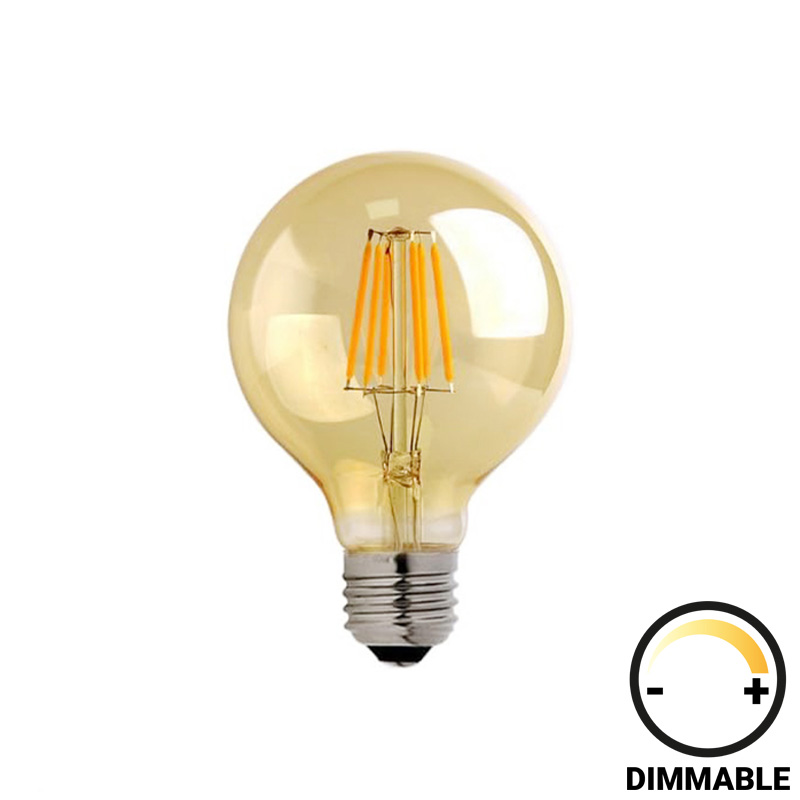 LED lamp G95 Bulb pakoworld dimmable 4W E27 2700K 200-220V amber
