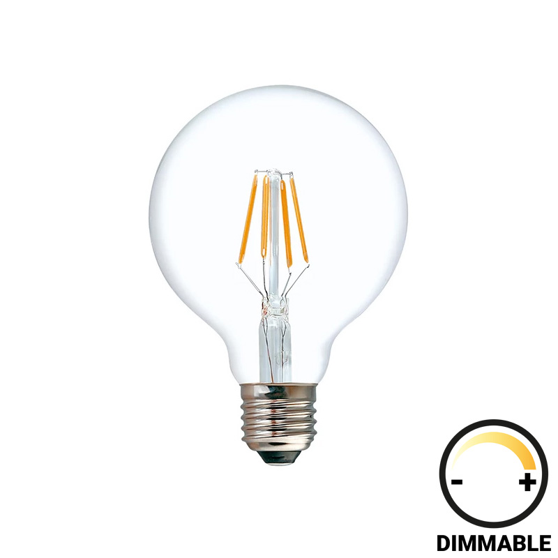 LED lamp G80 Bulb pakoworld dimmable 8W E27 2700K clear