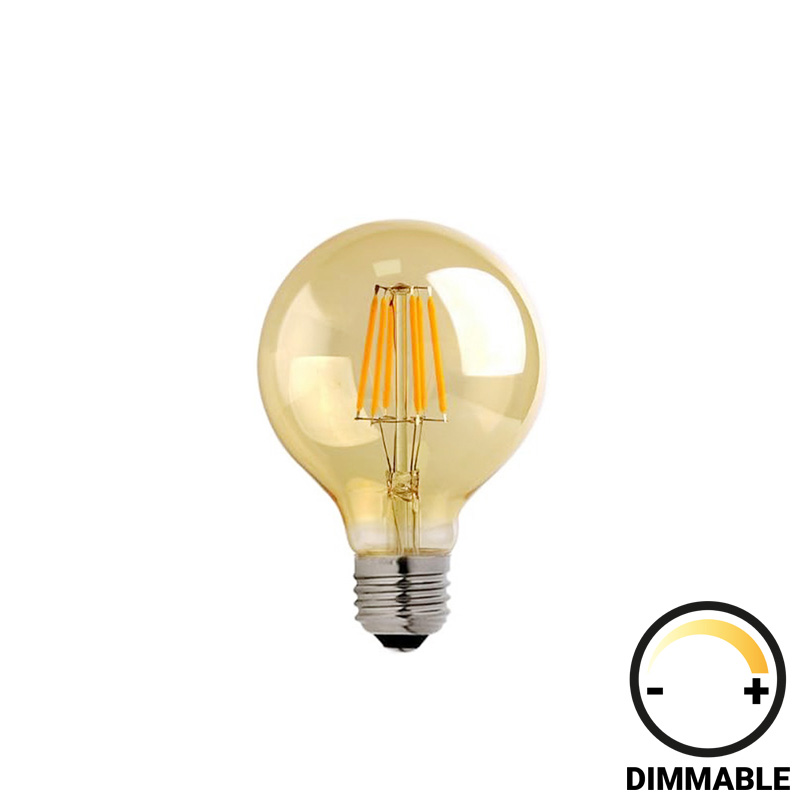 LED lamp G80 Bulb pakoworld dimmable 8W E27 2700K amber