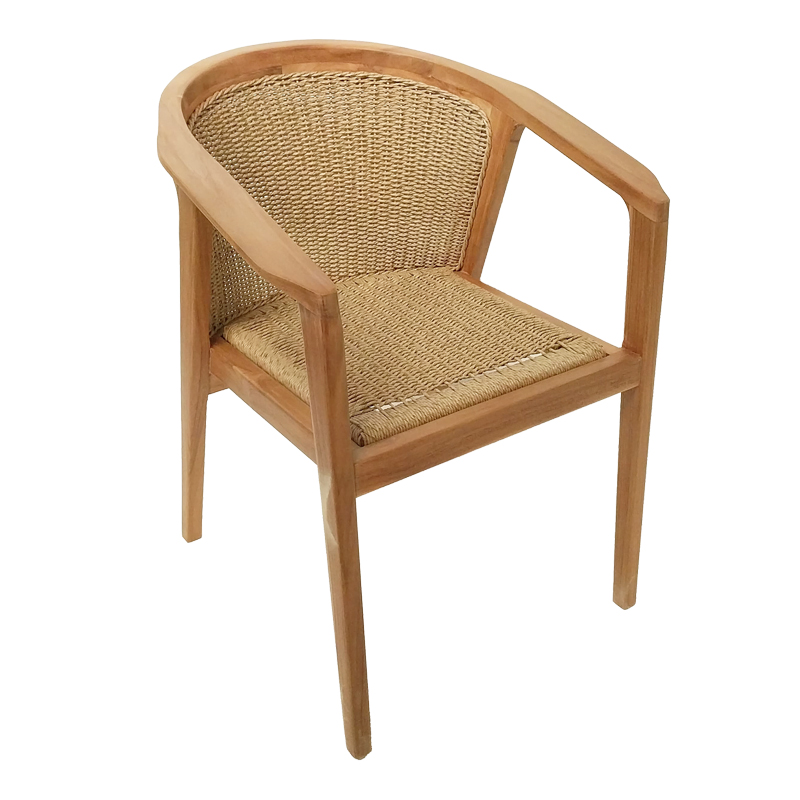 Granny armchair teak wood and synthetic rope in natural color 60x60x82cm