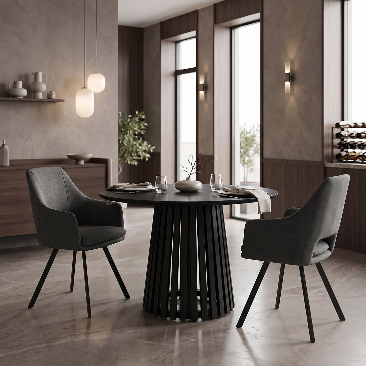 Kenda I pakoworld mindi wood table black D120x75cm