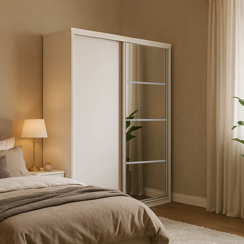 Korredor I pakoworld two-leaf sliding wardrobe with mirror in white color 160x60x220cm