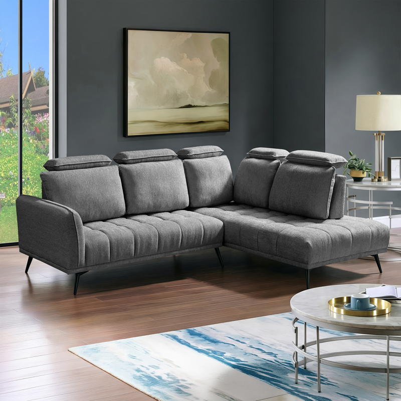Left corner sofa Serkas pakoworld grey fabric 268x213x100cm
