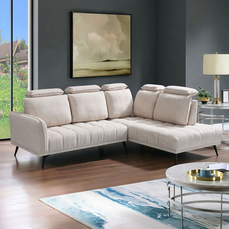 Left corner sofa Serkas pakoworld beige fabric 268x213x100cm