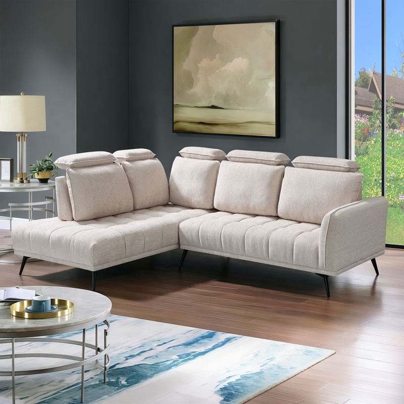 Right corner sofa Serkas pakoworld beige fabric 268x213x100cm
