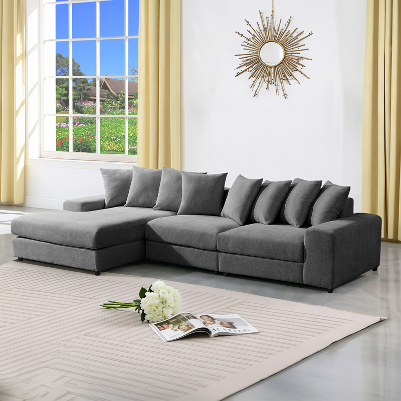 Right corner sofa Gerando pakoworld anthracite fabric 336x179x83cm