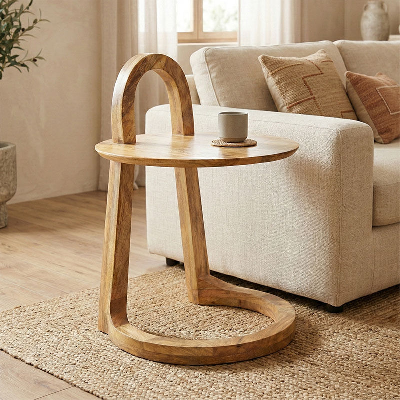 Βοηθητικό τραπέζι Kallos μασίφ ξύλο μάνγκο σε φυσική απόχρωση 45x45x60εκ