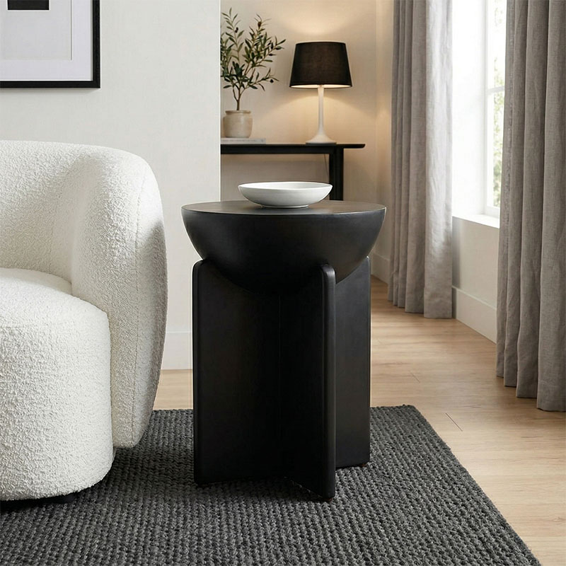 Side table Jenby pakoworld solid mango wood black D40x50cm