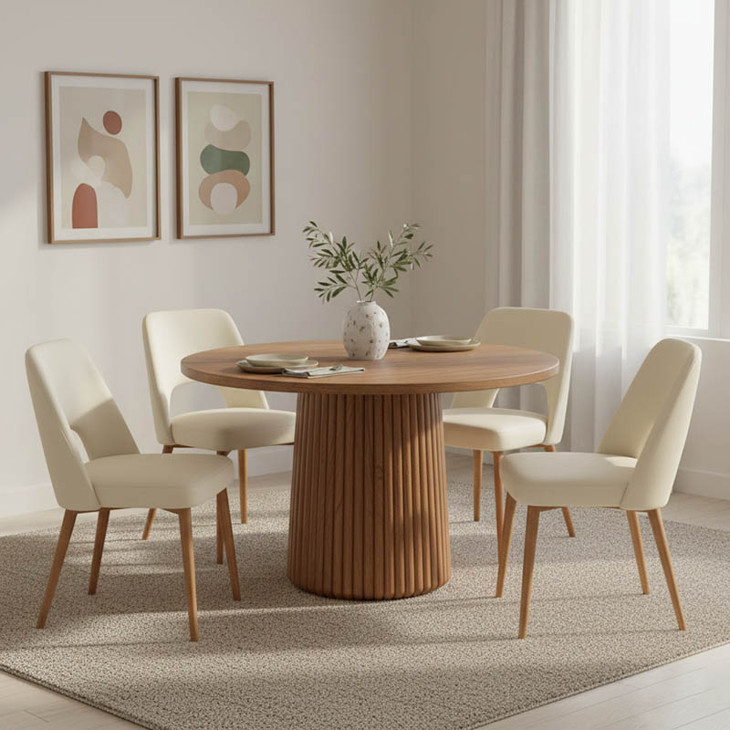 Tully table pakoworld solid acacia wood in walnut shade D120x75cm