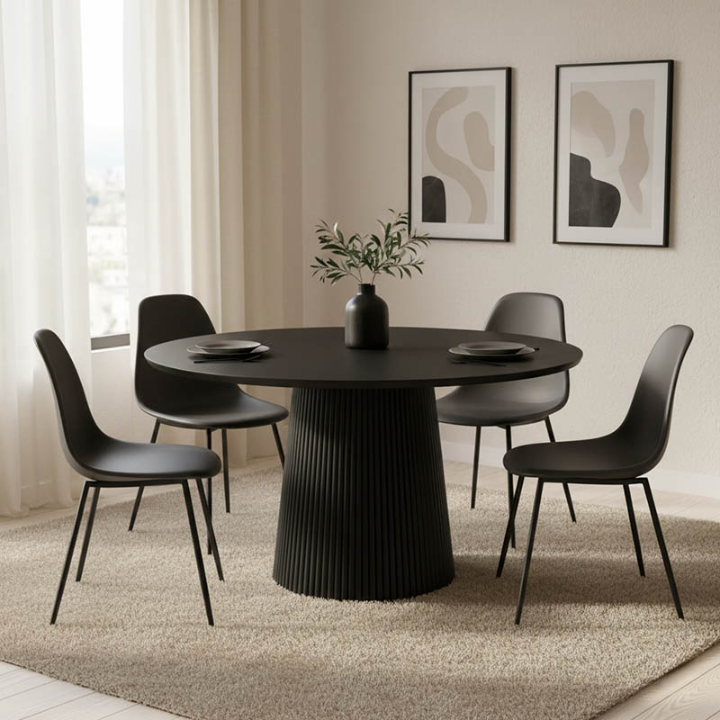 Tully table pakoworld solid acacia wood in black shade D120x75cm