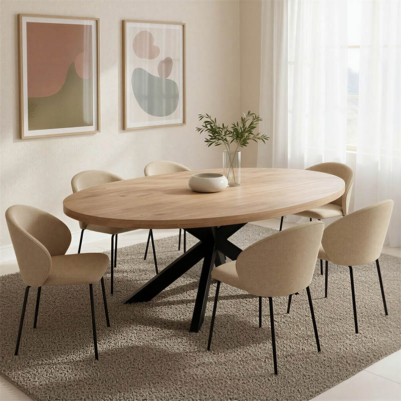 Vestia pakoworld table, solid mango wood in a natural shade with black metal legs 220x100x76cm