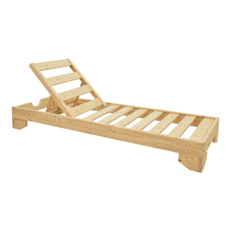Sun lounger Fendy fir wood in natural color 71.5x200x24cm