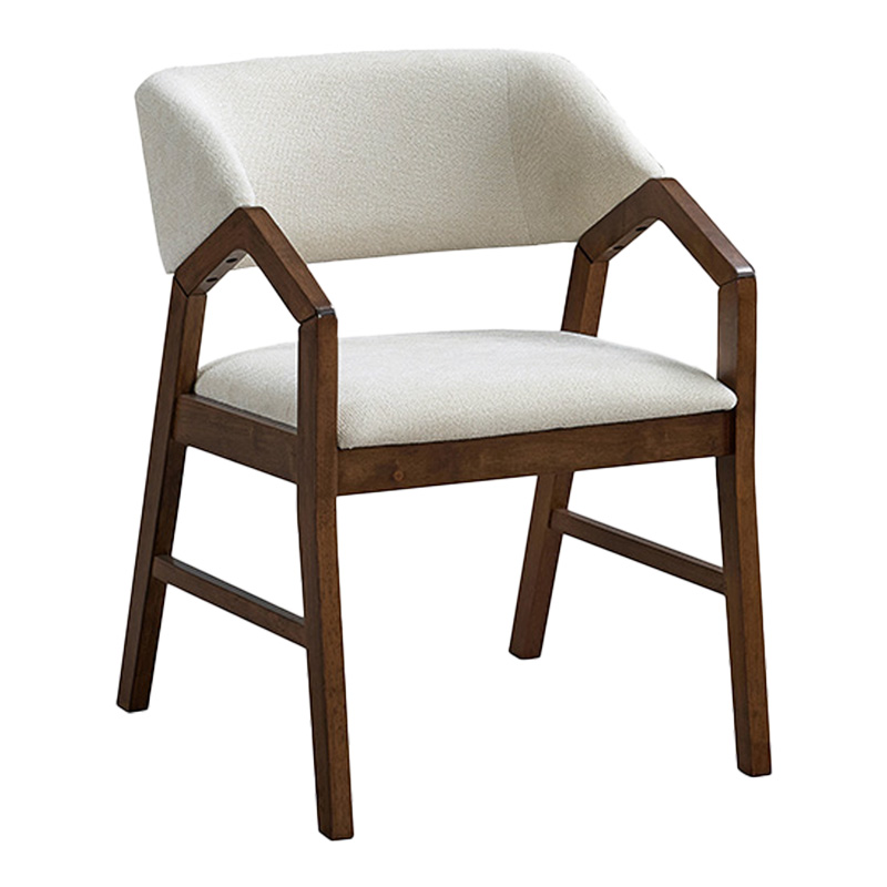 Armchair Livia rubberwood in walnut-ecru shade 47.5x54.5x78cm