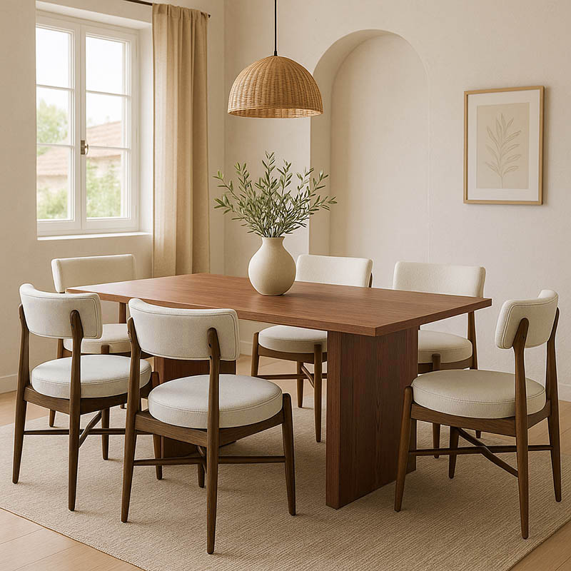 Dining table set Eleganza-Raudi pakoworld set of 7 pieces mdf in walnut shade 180x99x75.8cm