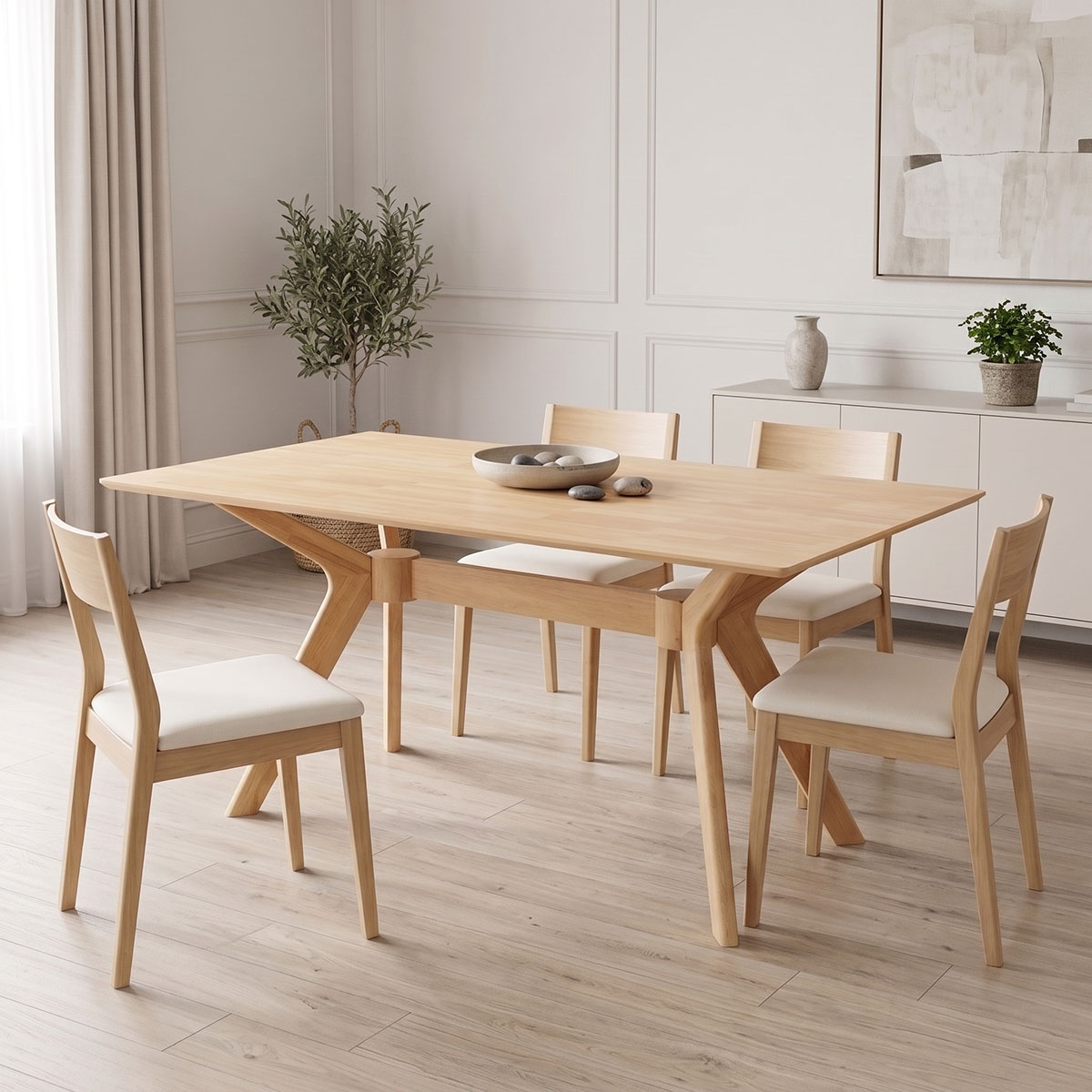 Raffles table pakoworld rubberwood with mdf in natural color 150x90x76cm