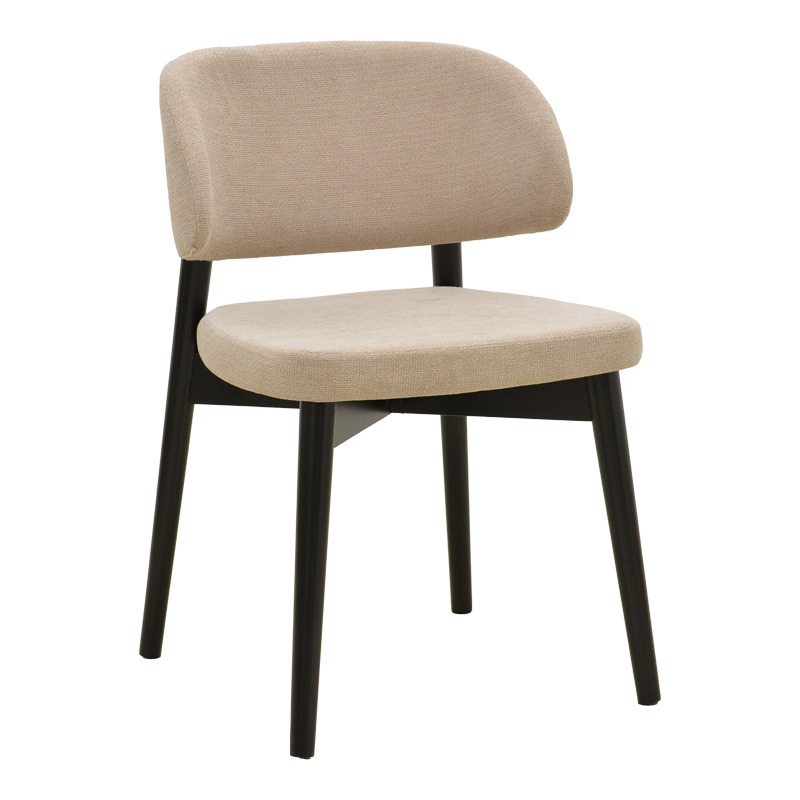Chair Siena pakoworld beige fabric black rubberwood 48x50x81cm