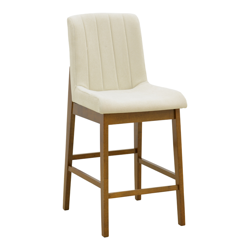 Bar stool Dalby pakoworld walnut rubberwood and ecru fabric 50x45x102.5cm