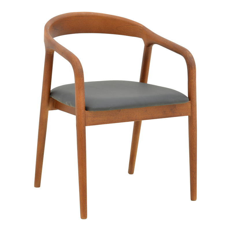 Hogie armchair rubberwood walnut-black pu cushion 61x60x76cm