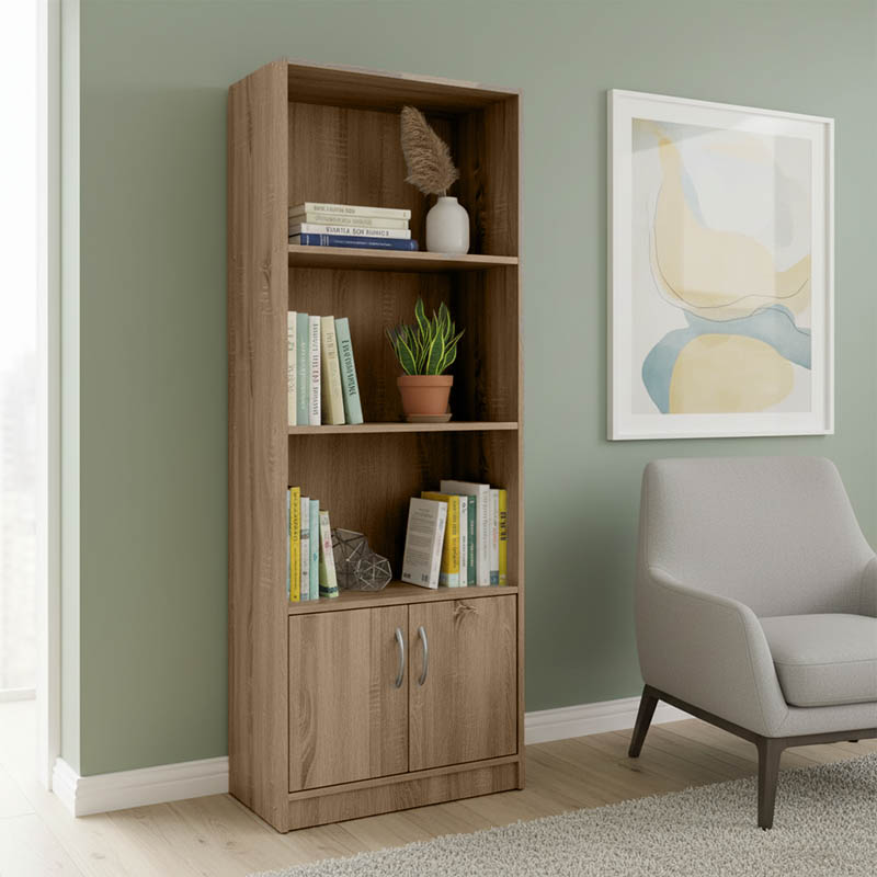 Tekaro bookcase in sonoma shade 60x29x166cm