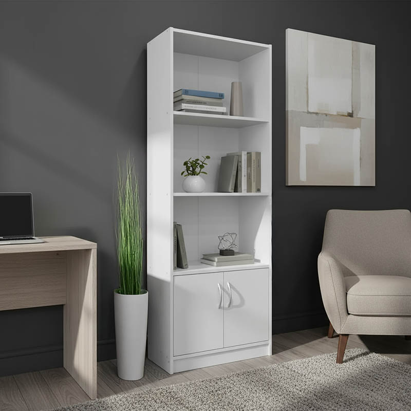 Tekaro bookcase in white shade 60x29x166cm