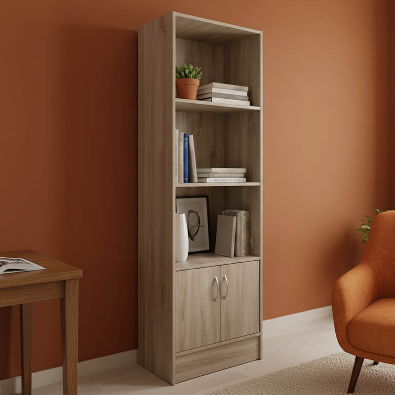 Tekaro bookcase in sonoma shade 57x33x180cm