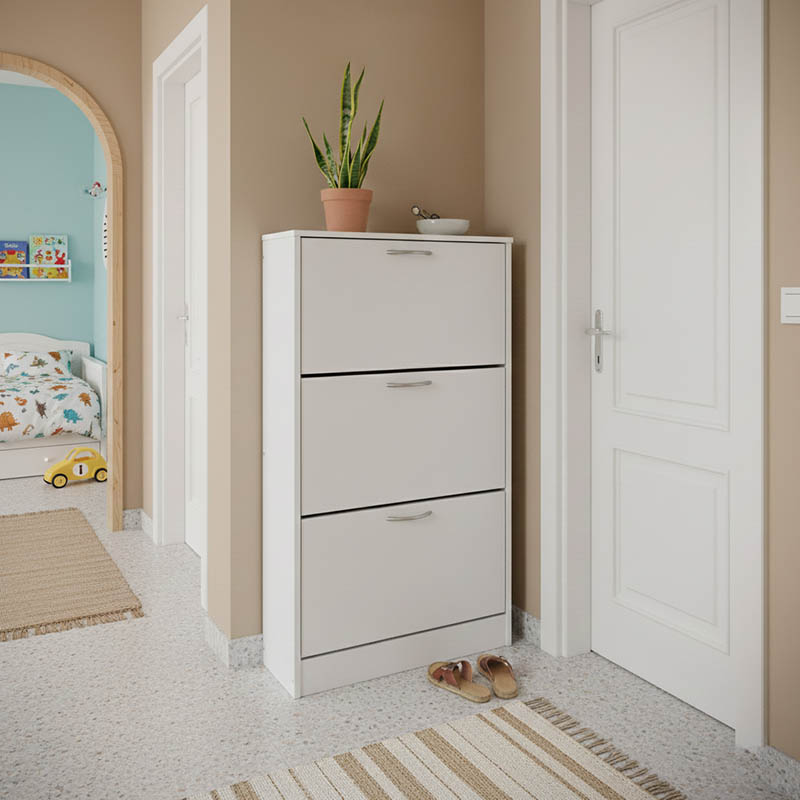 Shoe rack Savaz in white 60x24x114cm