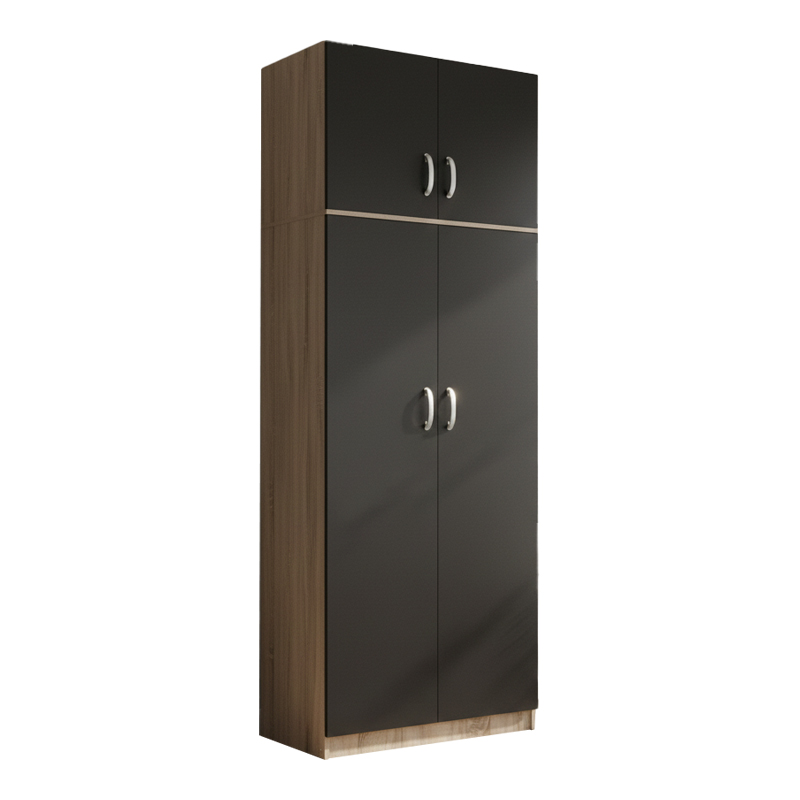 Two-door wardrobe with loft Athos pakoworld in sonoma-dark grey color 80x42x240cm