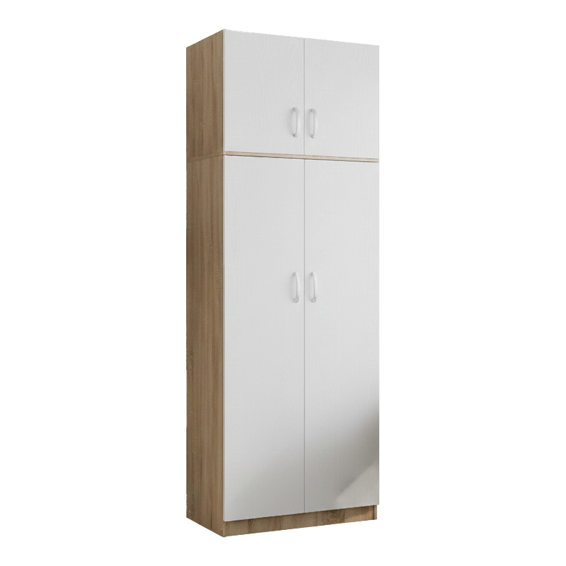 Two-door wardrobe with loft Athos pakoworld in sonoma-white color 80x42x240cm