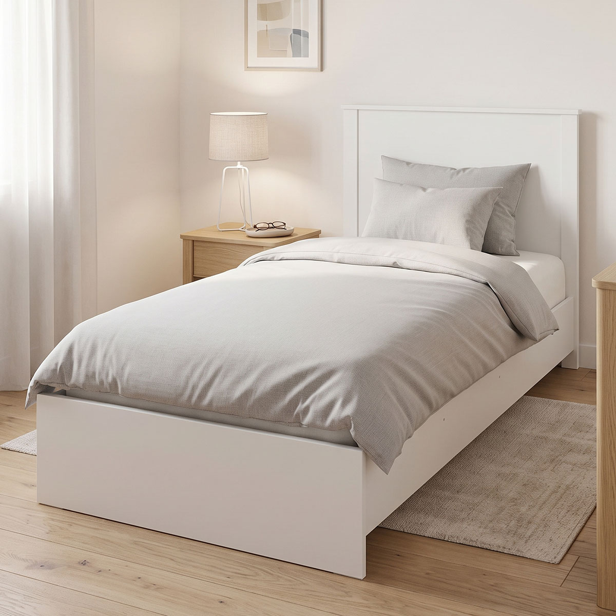 Athos pakoworld bed in white shade 90x190cm