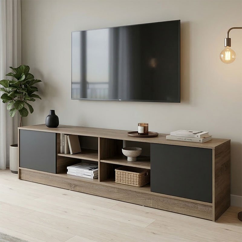 Tivia TV cabinet sonoma-anthracite 180x35x41.5cm