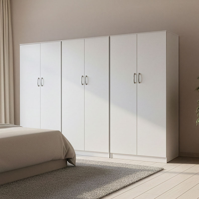 Athos II six-door wardrobe pakoworld white 240x42x180cm