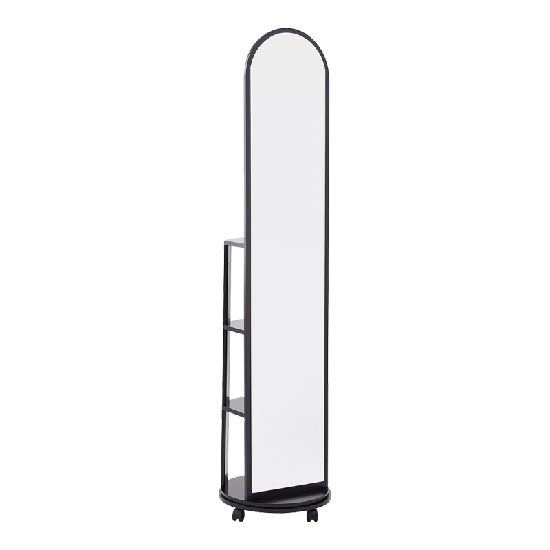 Espero pakoworld mdf wheeled mirror with shelves in black shade D34x170cm