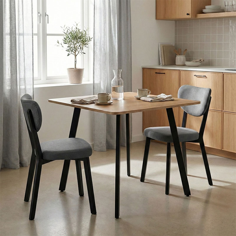 Squaro table pakoworld sonoma mdf with black metal legs 80x80x75cm