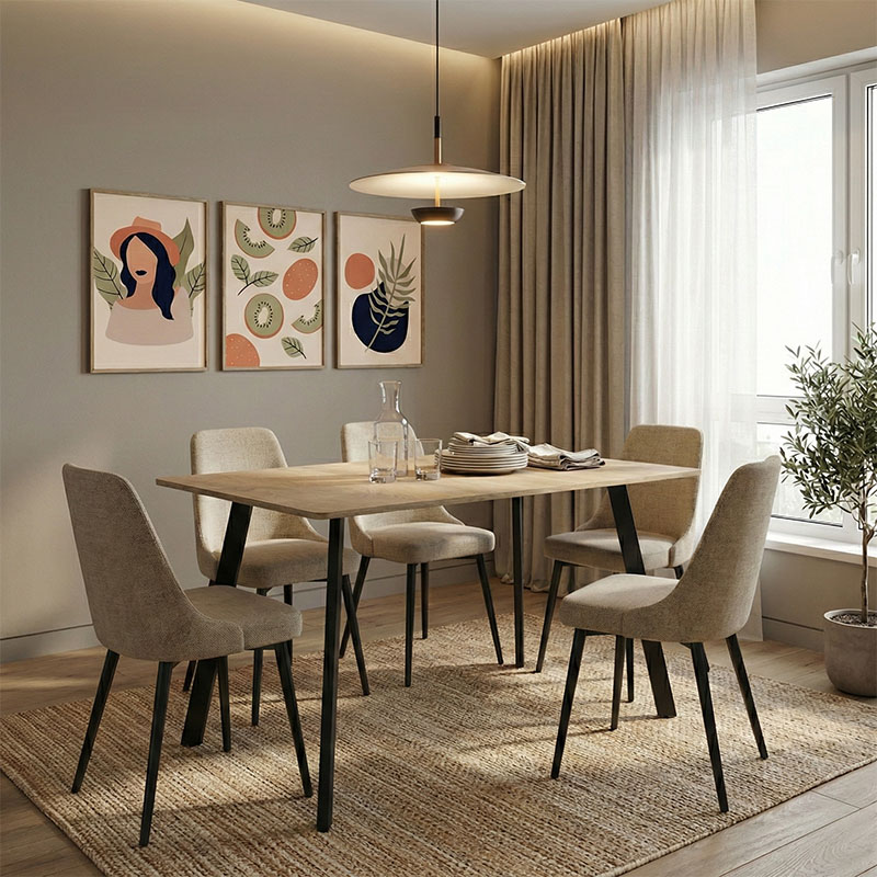 Squaro table pakoworld sonoma mdf with black metal legs 120x70x75cm