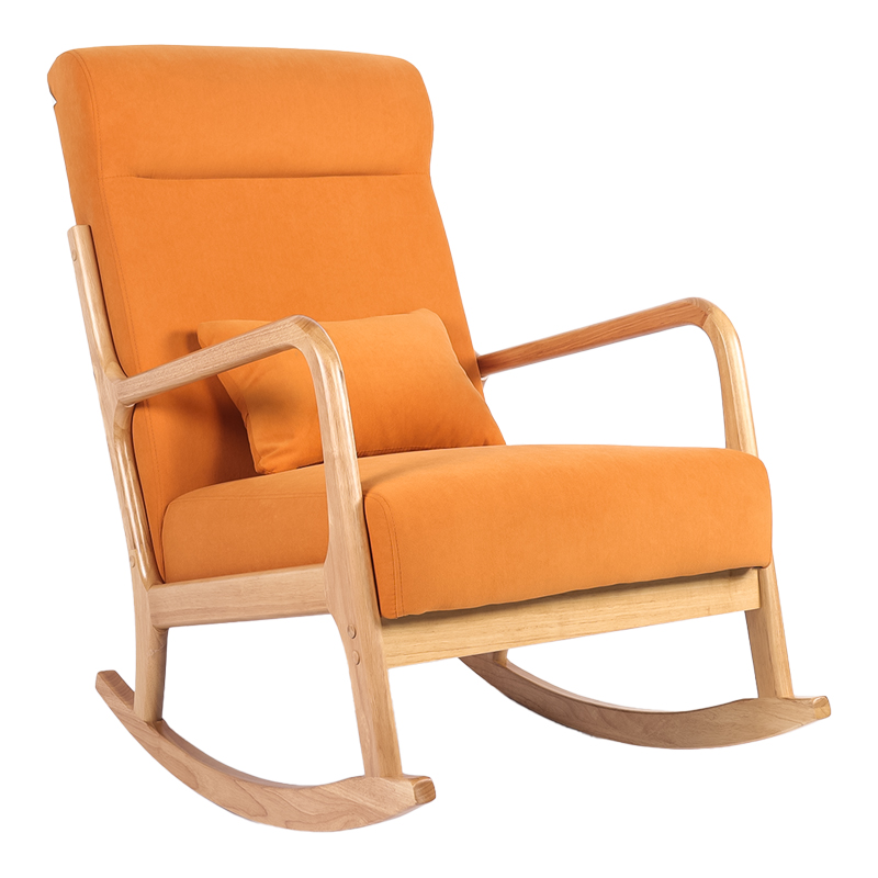 Rotating armchair Edeldy pakoworld orange fabric and legs in natural color 102x66x99cm