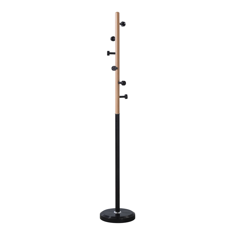 Coat rack Sinem metal in black-natural color D30x175cm