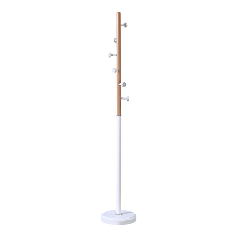 Coat rack Sinem metal in white-natural color D30x175cm